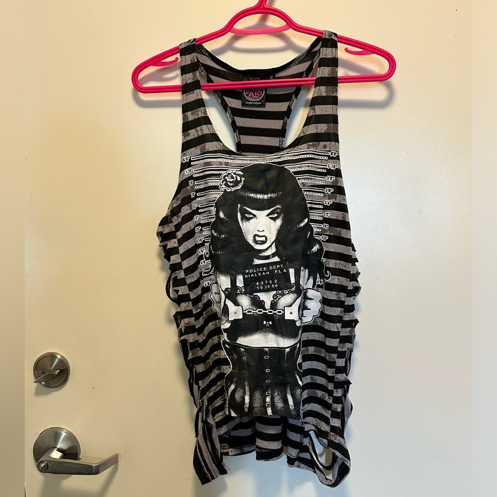Too Fast tank top -  goth girl mugshot image